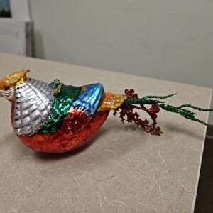 Vintage Mercury Glass Multicolored Bird Christmas Holiday Ornament